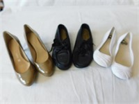 3 pairs of shoes size 8 Woman.