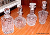 Four Vintage Cut Crystal Decanters/Stoppers