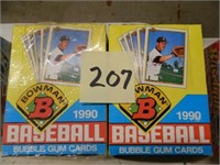 2 Full Boxes 1990 Bowman Gum Cards (1 Sealed)