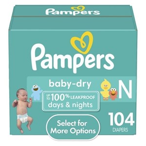 New Pampers Baby Dry Diapers Size Newborn, 104