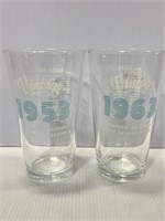 Lot of 7 birthday glasses for 1963 & 1953