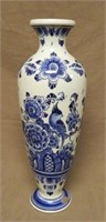 Hand Painted Blue Delft Vase.