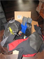 Scuba Gear: (2) Suits, (2) Sets of Fins, Bag for