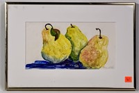 Water color, 3 pears by Manuel Adams, 10" x 15"