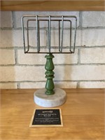 Vintage Pedestal Marble/Wood/Wire Napkin Holder