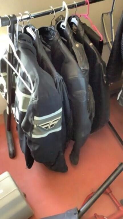 5 Leather Motorcycle Jackets & 1 Pair Leather Chap