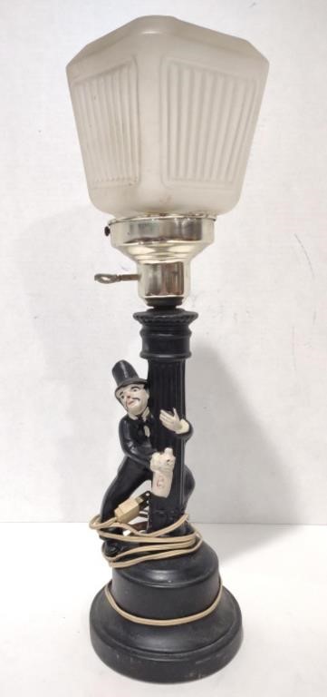 Cast Iron Drunkard Leaning on Lamp Post Table