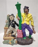 Ceramic Drunk Hobo Leaning on Lamp Post Figurine