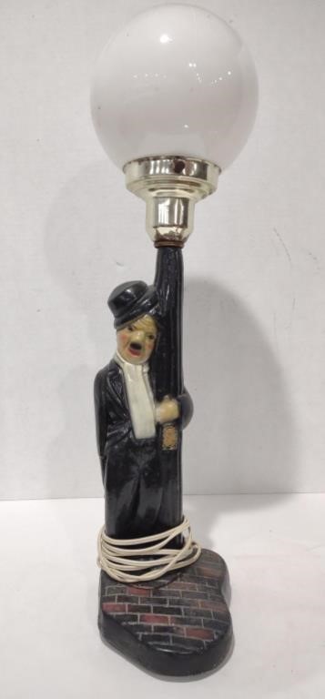 Chalkware Drunk Charlie Chaplin Table Lamp w/