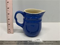 Small Blue Stoneware Pottery Pitcher Made in USA