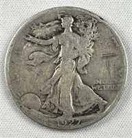 1927-S Walking Liberty Silver Half Dollar, Etched