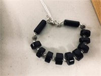 black onyx faceted oval pendant