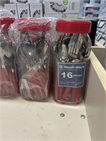 lot of (2) jugs of brand new kitchen red utensils