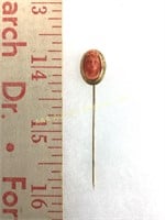 Victorian 14K gold & carved coral cameo stick pin