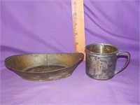 Plated cup, tin dish