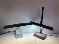 2 Vintage Dazor Desk Work Lamps Power On