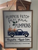 Pumpkin Patch Reversible Wood Sign