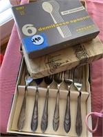 VINTAGE SILVER SPOONS & FORKS IN BOXES