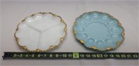 Anchor Hocking Turquoise Blue Egg Plate(chipped)
