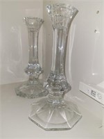 Pair of glass candle sticks