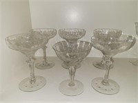 Lot of six crystal coupe glasses