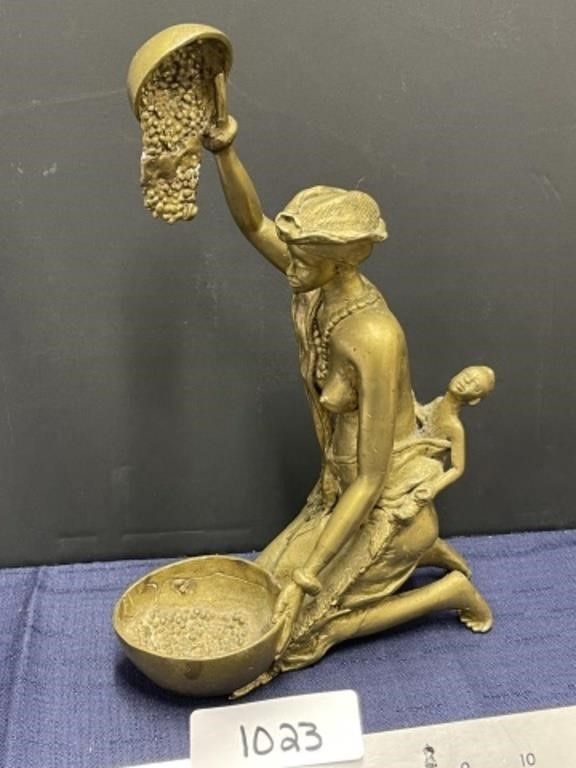 Heavy Brass mother with child statue