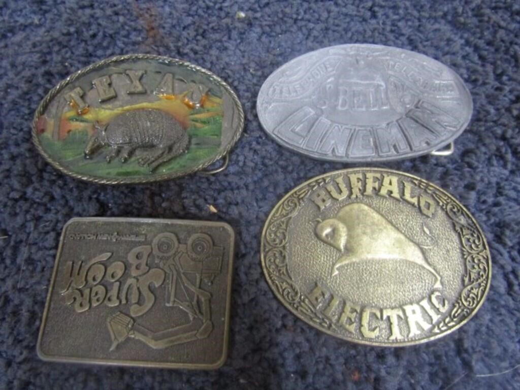 4 VINTAGE BELT BUCKLES