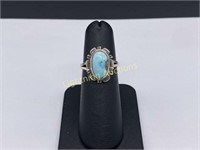 NAVAJO STERLING SILVER GOLDEN HILLS TURQUOISE RING