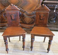 Victorian Pediment Crowned Oak Chairs.