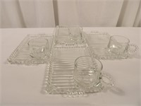 Vintage Hazel Atlas Clear Glass Snack Tray sets