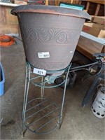 Metal Plant Stand + Plastic Flower Pot