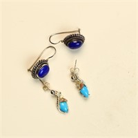 Sterling silver and 12K gold turquoise earrings an