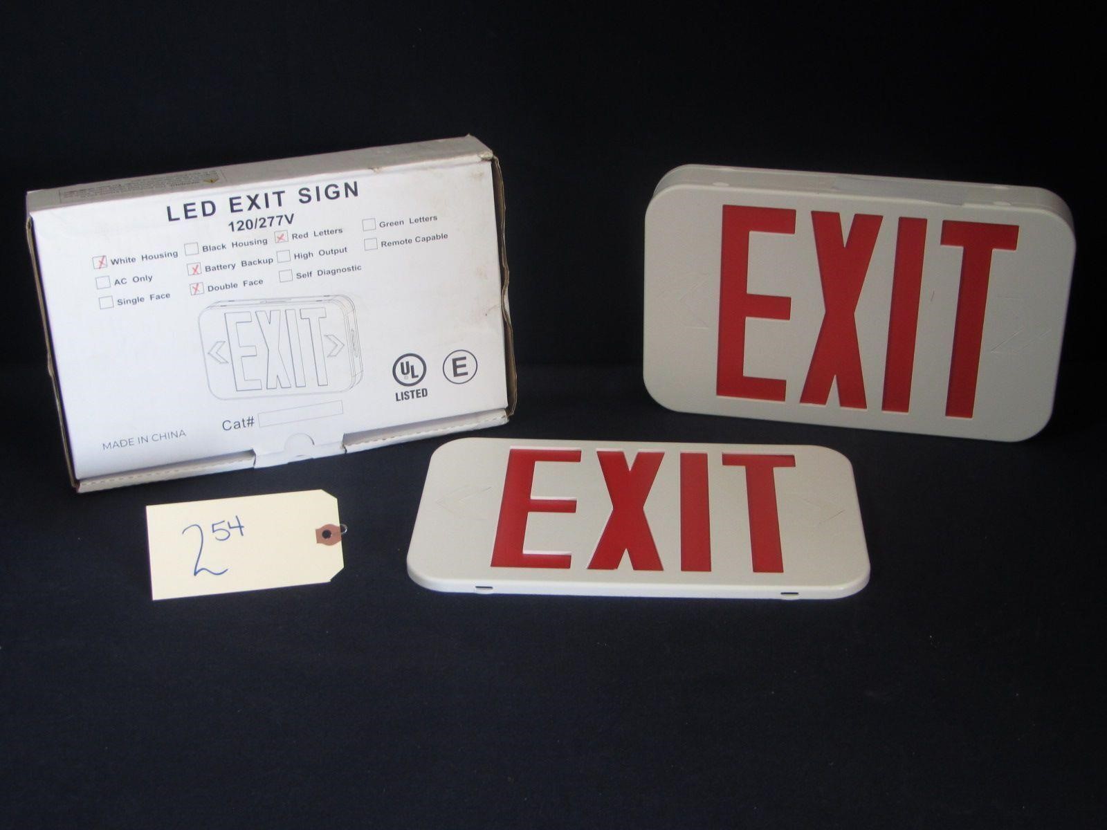 Red LED Double Face Exit Sign 120/277V