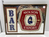 Molson exports bar clock/mirror