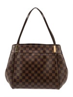 Louis Vuitton Brn Ctd Canvas Brass Clasp Shldr Bag