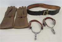 Gloves, Leather Belt & Spurs