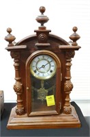 EARLY SHELF CLOCK WITH PORCELAIN FACE