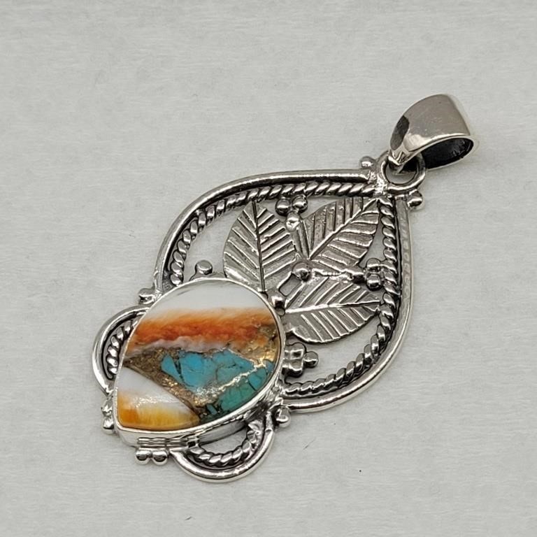 925 SILVER SPINY OYSTER TURQUOISE PENDANT