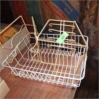 VINTAGE DISH DRAIN, RUBBER COATED PLATE & CUP RACK