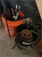 Bucket and contents, Brinkman, small fry propane