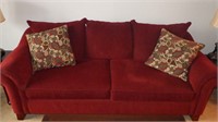 Burgundy Couch & Pillows