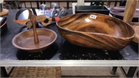 14 X 10.5 IN WOOD SERVING BOWL + EXTRA BOWL