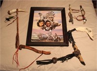Indian Print, Peace Pipes, Tomahawks & More Items