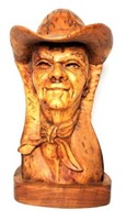 Aspenwall Carved Wood Cowboy Bust