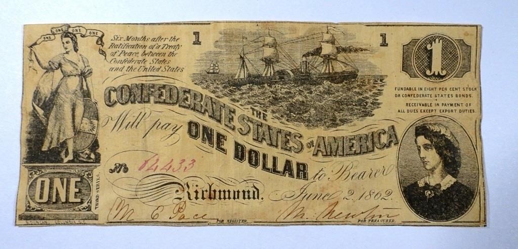 1862 $1 CONFEDERATE STATES of AMERICA