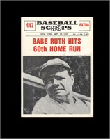 1961 Nu Card Scoops #447 Babe Ruth VG to VG-EX+