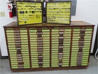 68-Drawer Oak Parts Organizer w/W&E Parts Guide