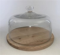 Longaberger Serving board with glass dome