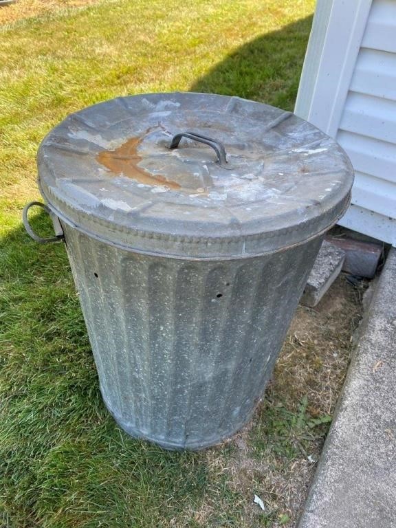 galvanized waste can