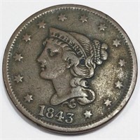 1843 Braided Hair Large Cent High Grade